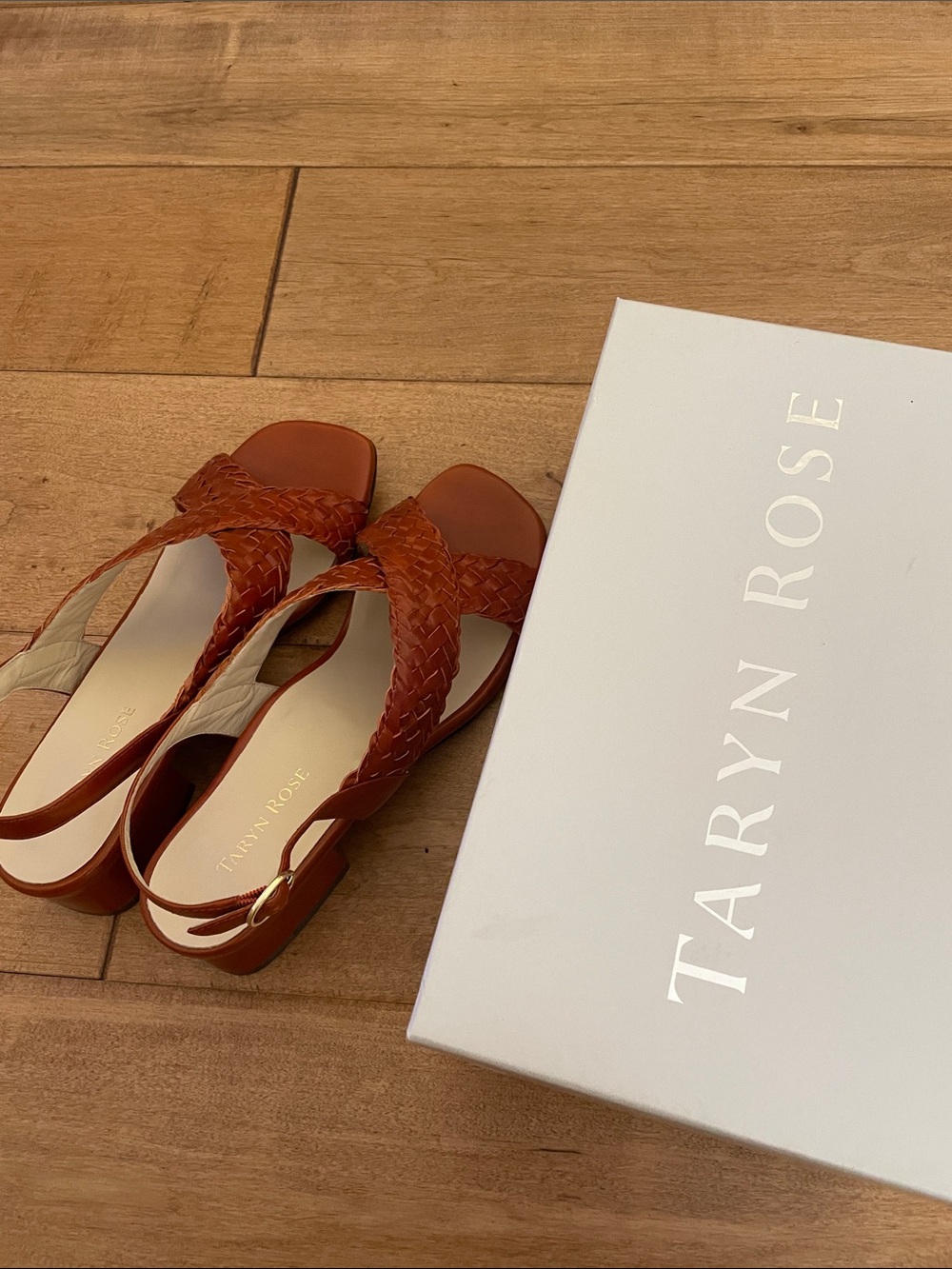 Taryn Rose Chestnut Braided Leather Slingback Sandals - Picture 8 of 8